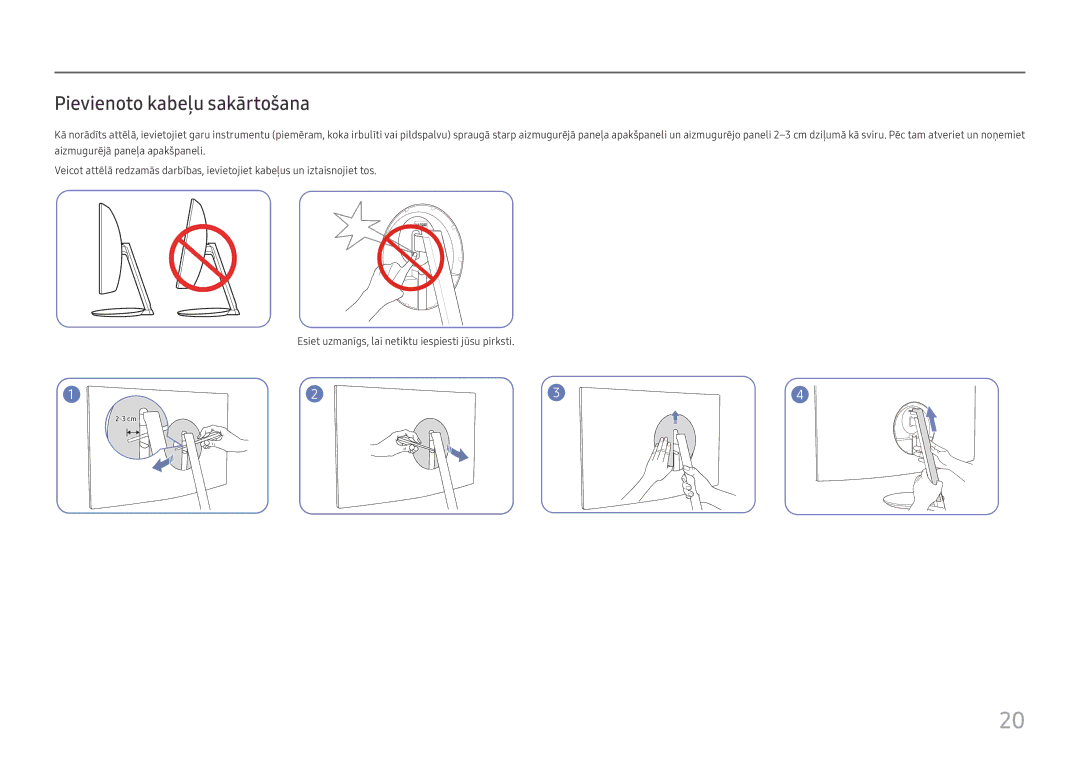 Samsung LC27H711QEUXEN manual Pievienoto kabeļu sakārtošana 