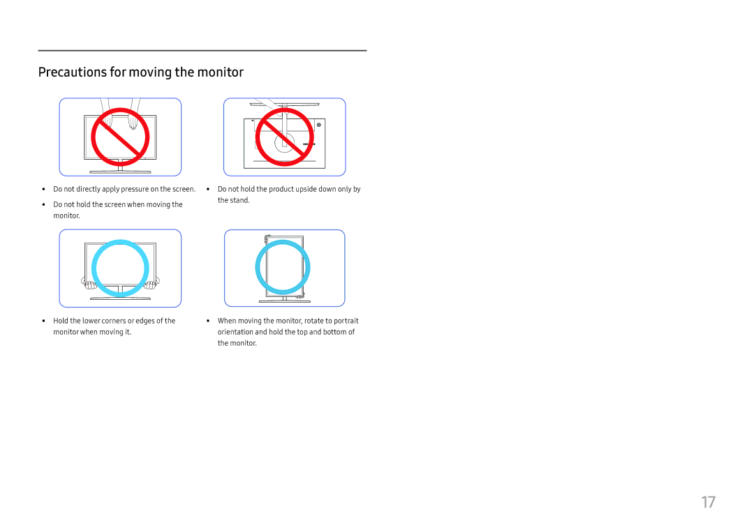 Samsung LC27H800FCIXCI, LC27H800FCUXEN manual Precautions for moving the monitor 