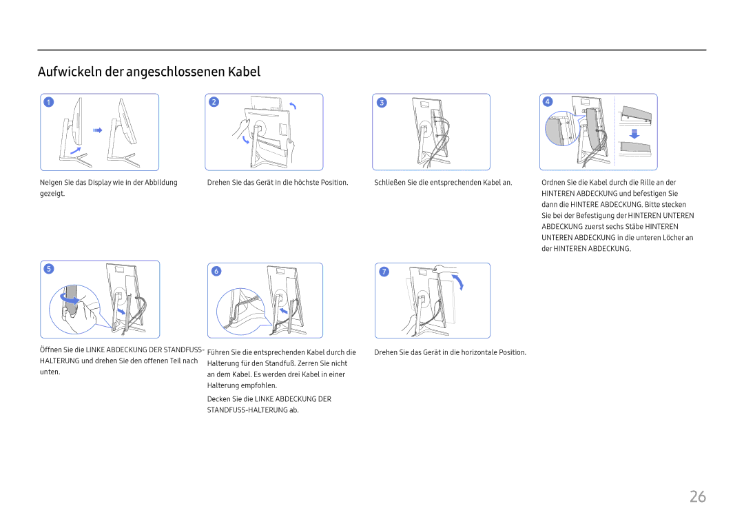 Samsung LC27H800FCUXEN manual Aufwickeln der angeschlossenen Kabel 