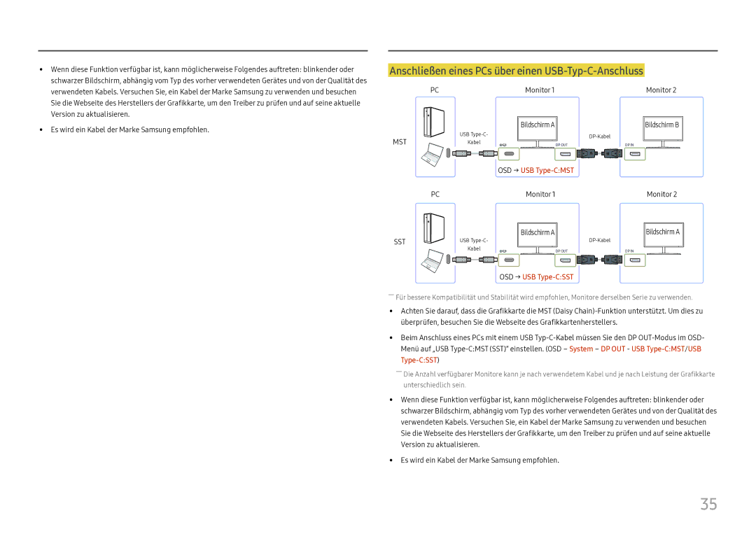 Samsung LC27H800FCUXEN manual Anschließen eines PCs über einen USB-Typ-C-Anschluss 