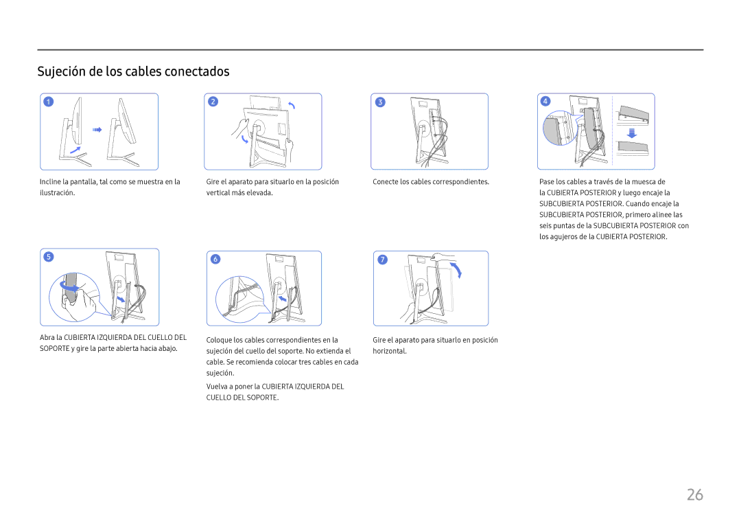 Samsung LC27H800FCUXEN manual Sujeción de los cables conectados 