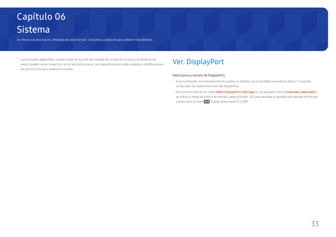 Samsung LC27H800FCUXEN manual Sistema, Ver. DisplayPort 