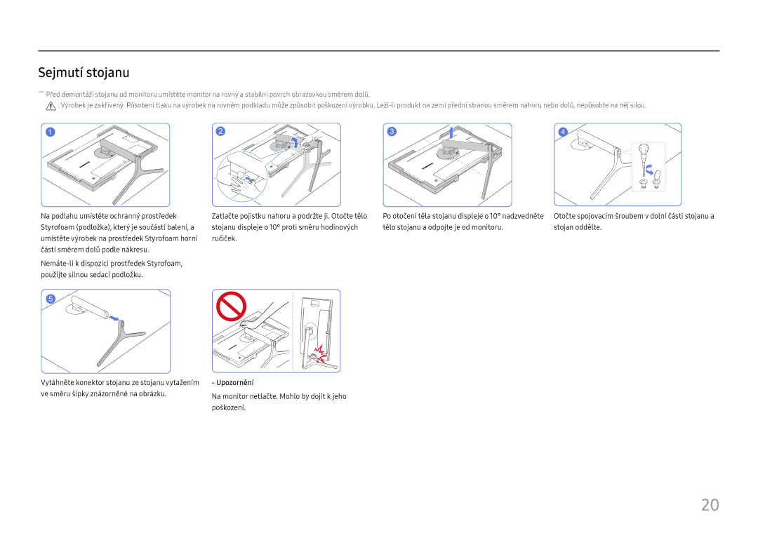 Samsung LC27H800FCUXEN manual Sejmutí stojanu 