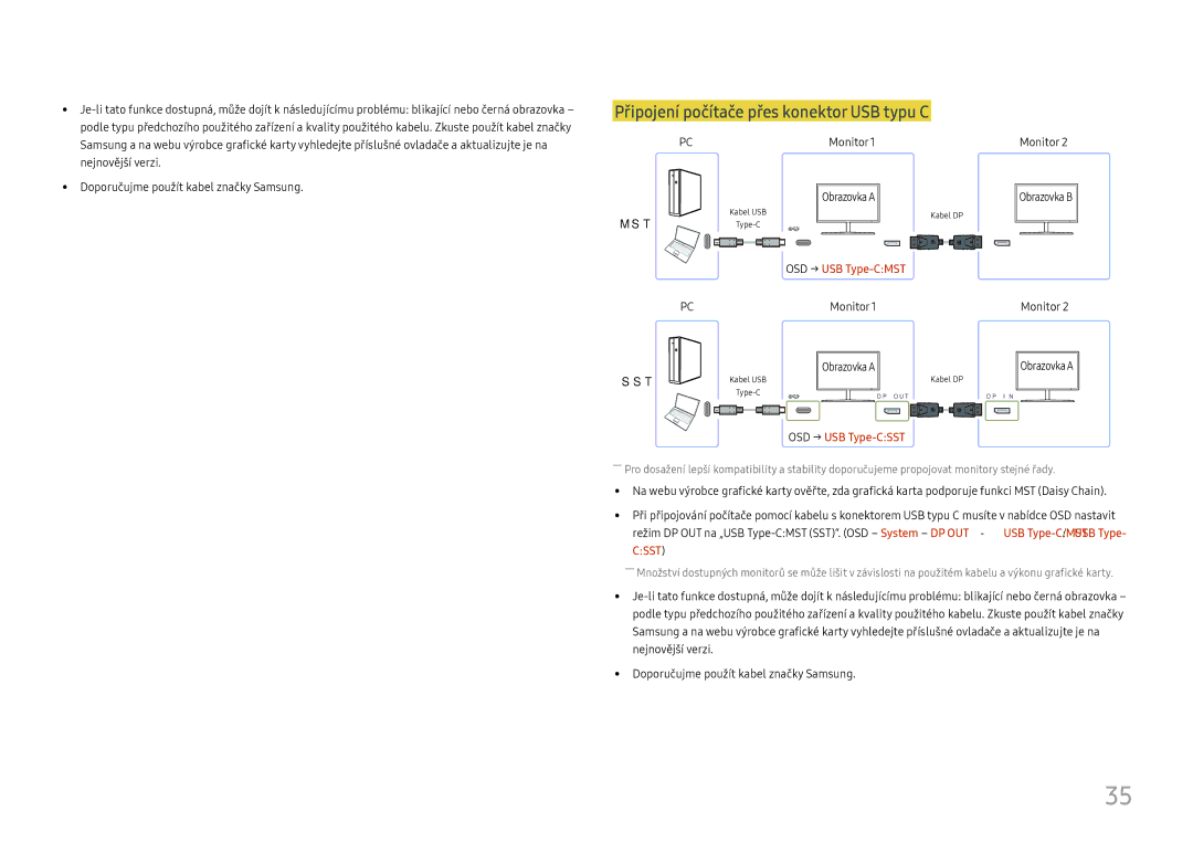 Samsung LC27H800FCUXEN manual Připojení počítače přes konektor USB typu C 