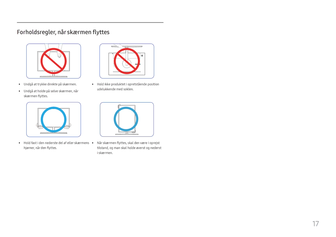 Samsung LC27H800FCUXEN manual Forholdsregler, når skærmen flyttes 