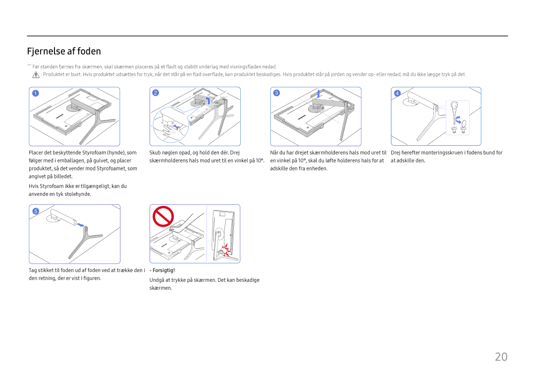 Samsung LC27H800FCUXEN manual Fjernelse af foden 