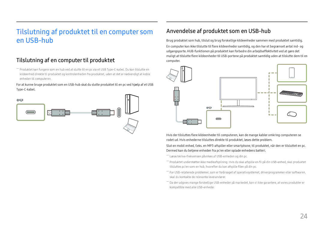 Samsung LC27H800FCUXEN Tilslutning af produktet til en computer som en USB-hub, Tilslutning af en computer til produktet 