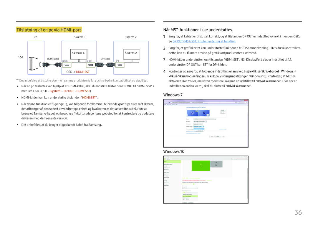 Samsung LC27H800FCUXEN manual Tilslutning af en pc via HDMI-port 