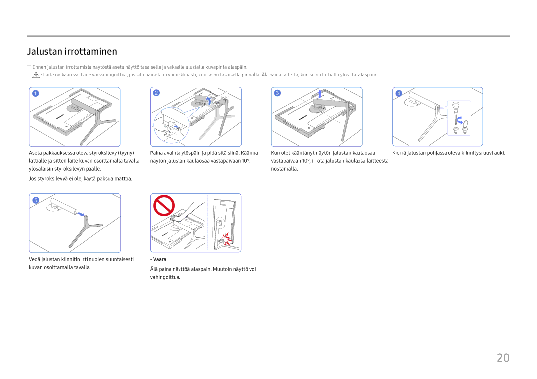 Samsung LC27H800FCUXEN manual Jalustan irrottaminen 