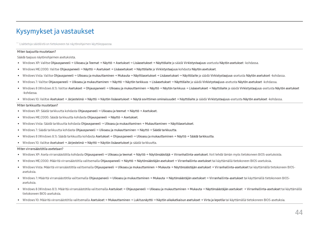 Samsung LC27H800FCUXEN manual Kysymykset ja vastaukset 