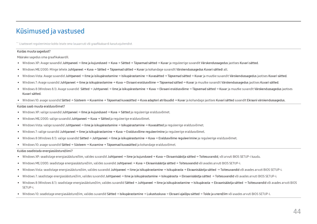 Samsung LC27H800FCUXEN manual Küsimused ja vastused, Kuidas seadistada energiasäästurežiimi? 