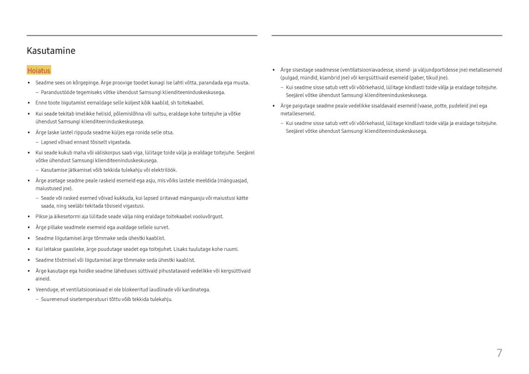 Samsung LC27H800FCUXEN manual Kasutamine 