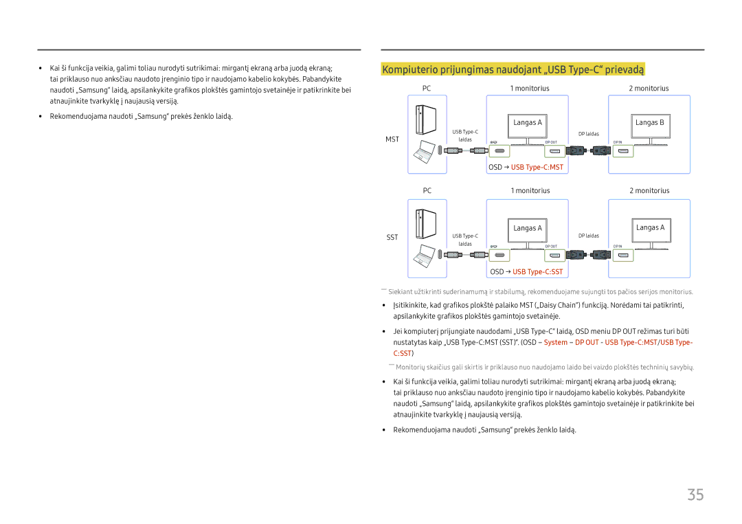 Samsung LC27H800FCUXEN manual Kompiuterio prijungimas naudojant „USB Type-C prievadą 