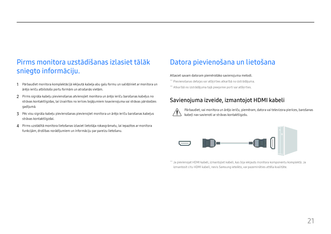 Samsung LC27H800FCUXEN manual Avota ierīces pievienošana un izmantošana, Datora pievienošana un lietošana 