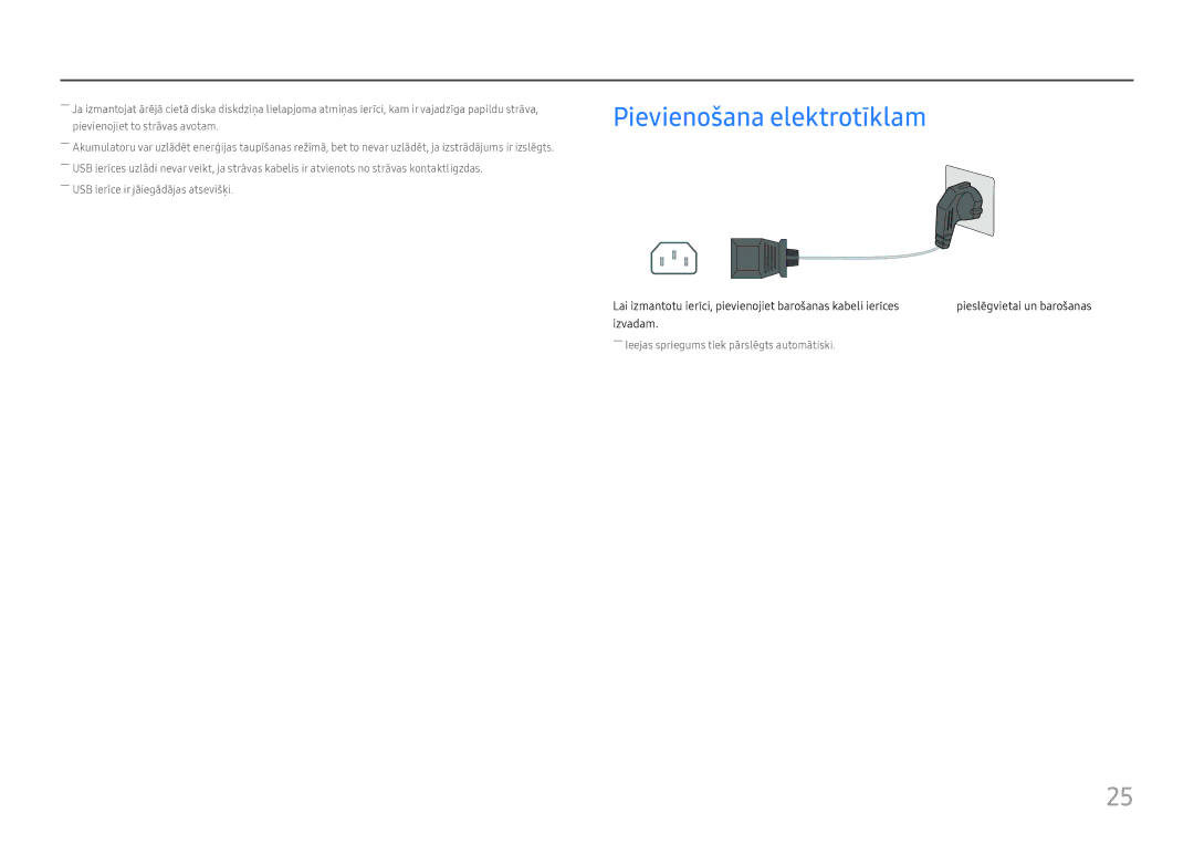 Samsung LC27H800FCUXEN manual Pievienošana elektrotīklam, Power 