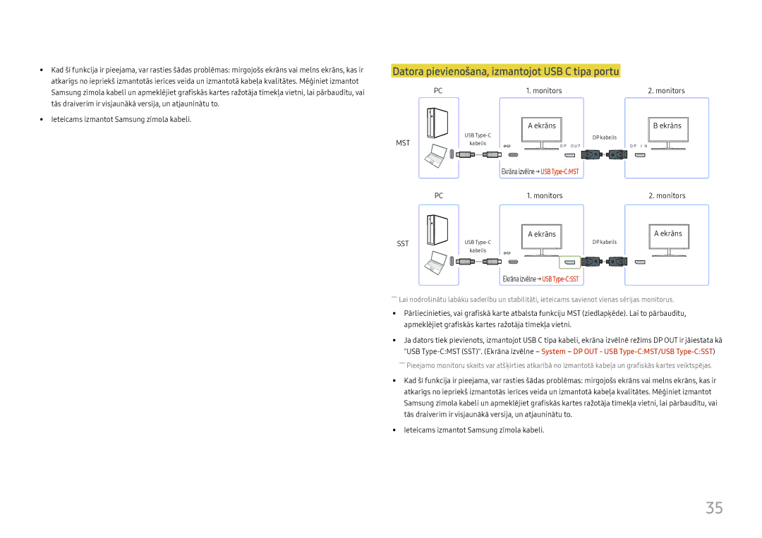 Samsung LC27H800FCUXEN manual Datora pievienošana, izmantojot USB C tipa portu 