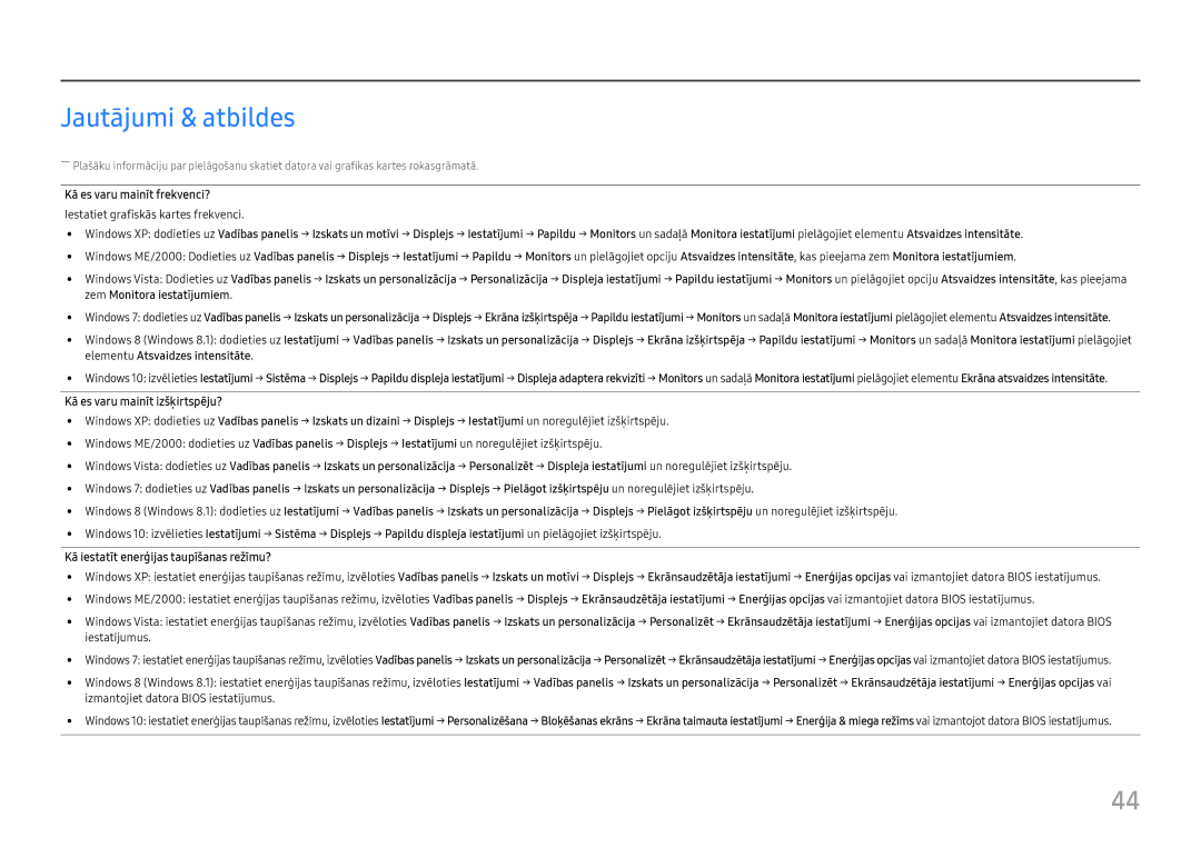 Samsung LC27H800FCUXEN manual Jautājumi & atbildes, Kā es varu mainīt frekvenci?, Kā es varu mainīt izšķirtspēju? 