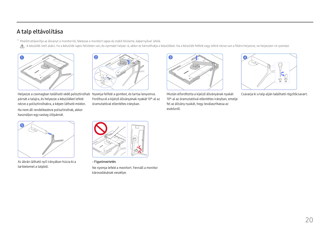 Samsung LC27H800FCUXEN manual Talp eltávolítása 