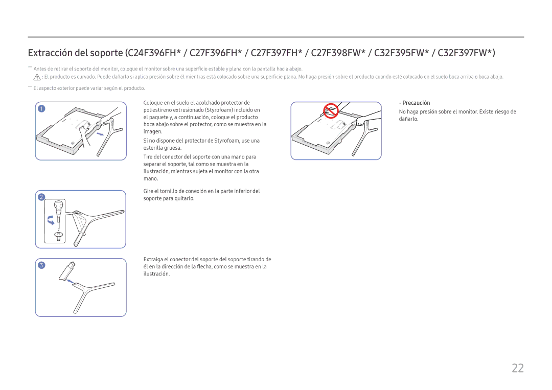 Samsung LC27F396FHUXEN, LC32F391FWUXEN, LC24F390FHUXEN, LC24F396FHUXEN, LC27F390FHUXEN manual Precaución 