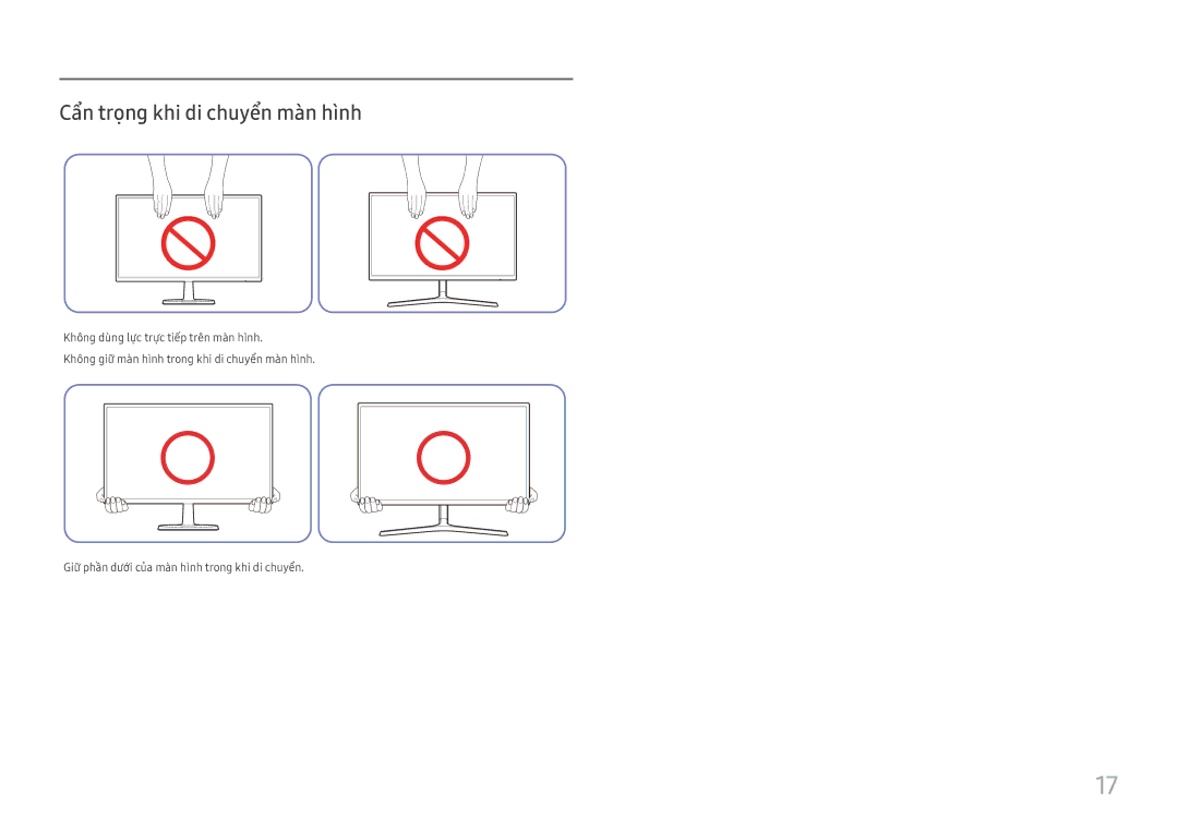 Samsung LC27F390FHEXXV, LC32F397FWEXXV, LC32F391FWEXXV, LC27F397FHEXXV, LC24F390FHEXXV Cẩ̉n trọ̣ng khi di chuyển mà̀n hì̀nh 
