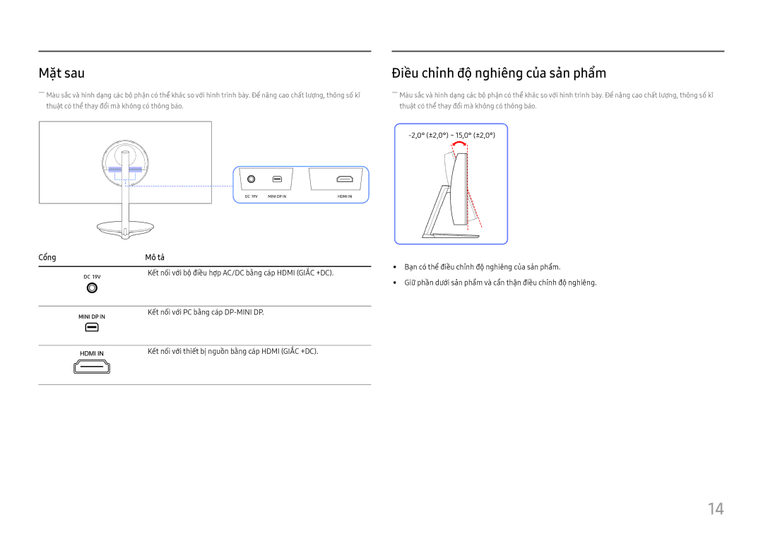 Samsung LC32H711QEEXXV, LC27H711QEEXXV manual Măt sau, Điều chỉnh đô nghiêng của san phẩm 