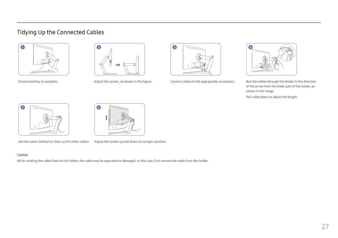 Samsung LC27HG70QQEXXV, LC32HG70QQUXEN, LC27HG70QQUXEN, LC32HG70QQEXXV, LC27HG70QQIXCI manual Tidying Up the Connected Cables 