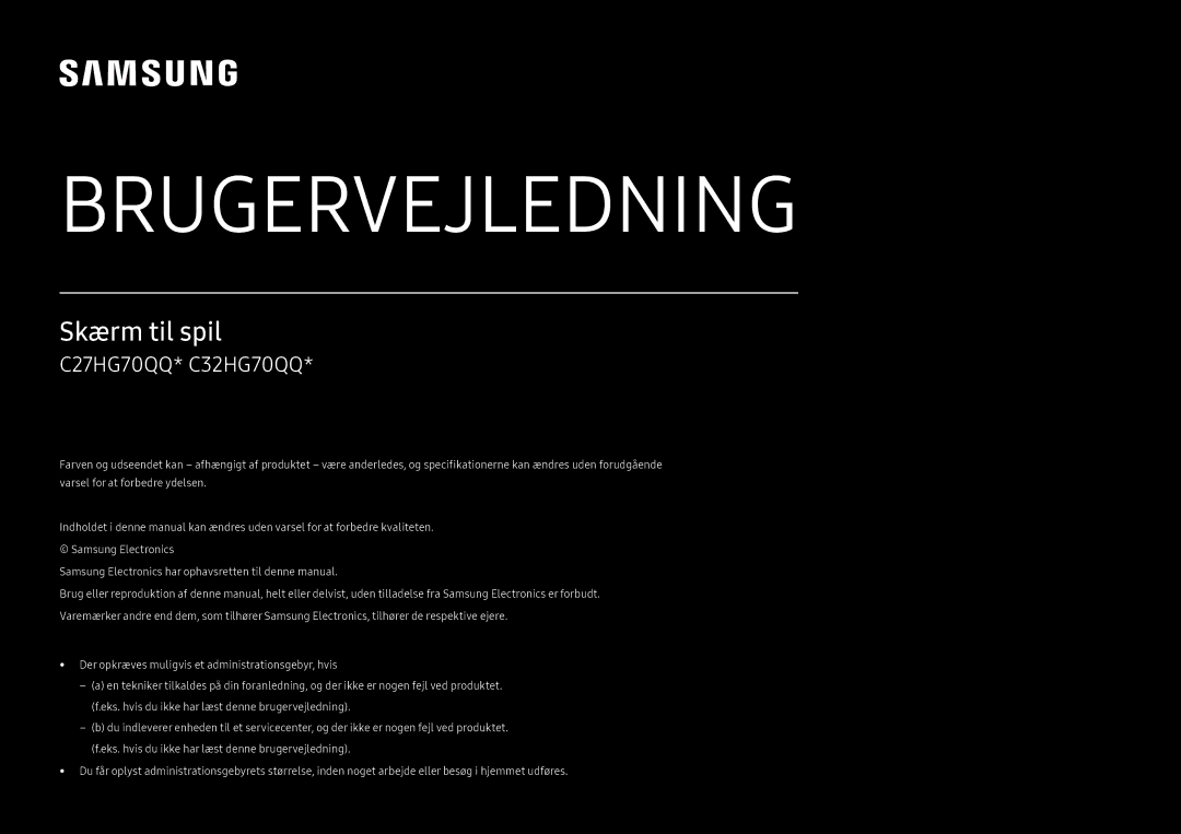 Samsung LC27HG70QQUXEN, LC32HG70QQUXEN manual Brugervejledning 