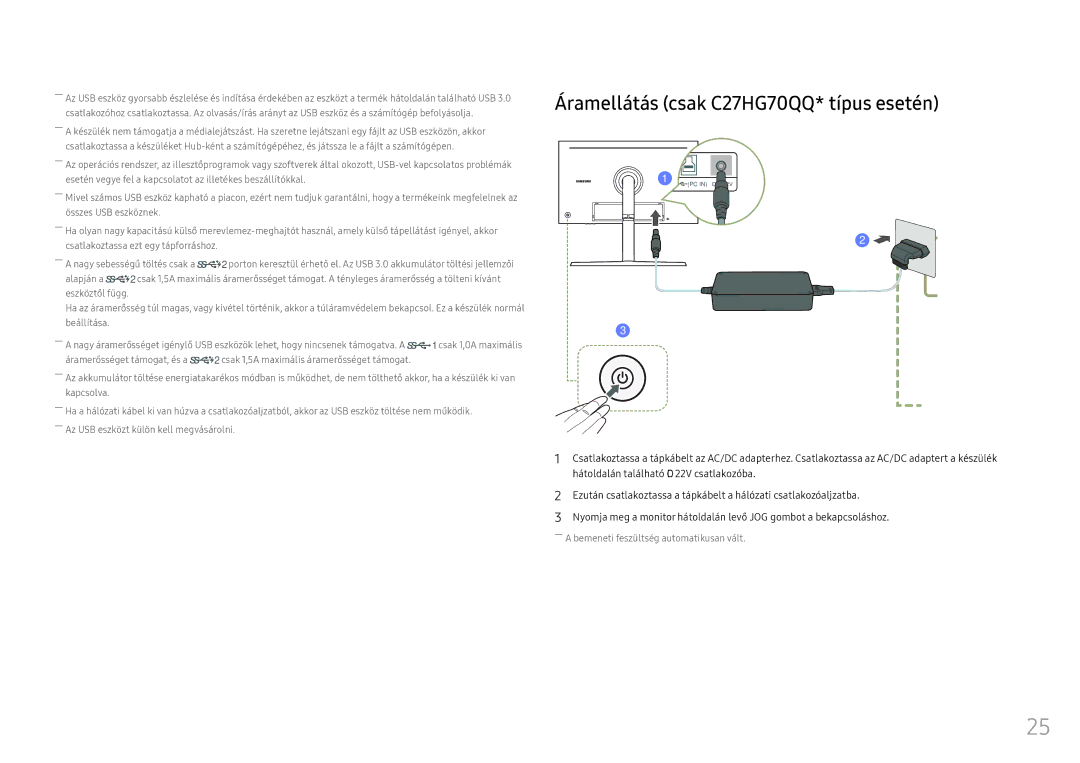 Samsung LC27HG70QQUXEN, LC32HG70QQUXEN manual Áramellátás csak C27HG70QQ* típus esetén, Alapján a 