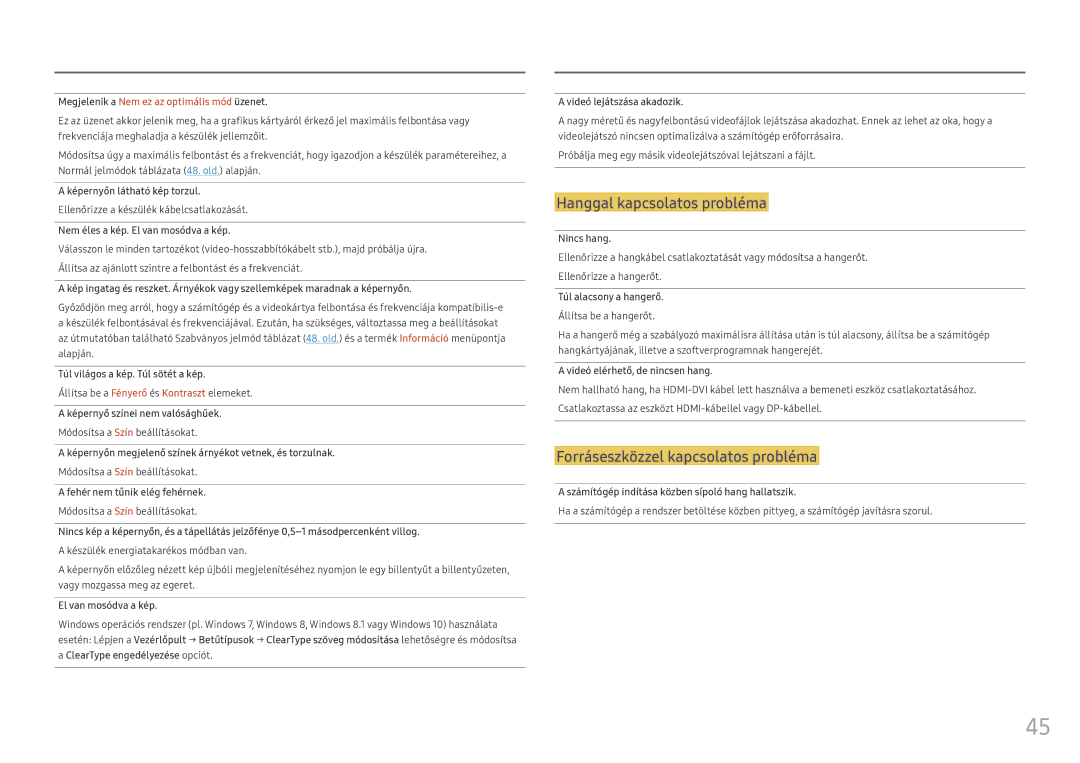 Samsung LC27HG70QQUXEN manual Ellenőrizze a készülék kábelcsatlakozását, Állítsa be a Fényerő és Kontraszt elemeket 