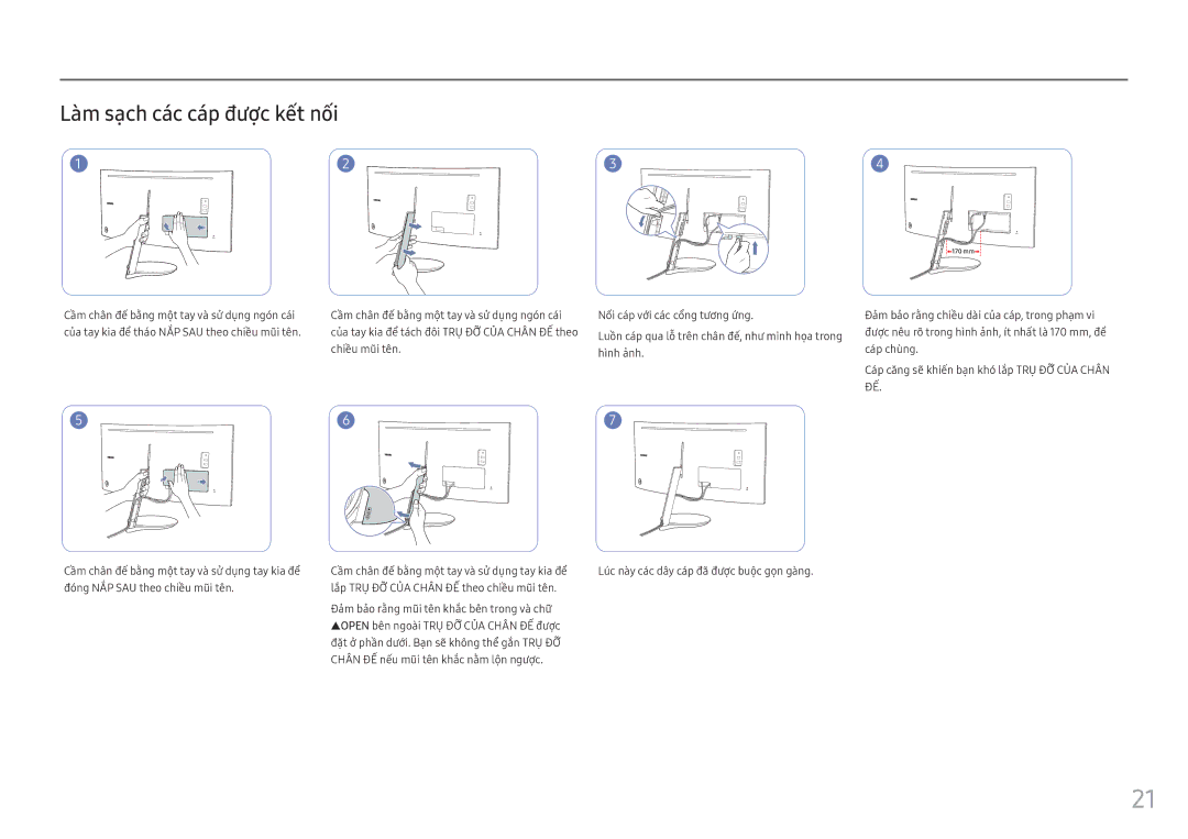 Samsung LC34F791WQEXXV manual Là̀m sạ̣ch các cáp đượ̣c kết nối 