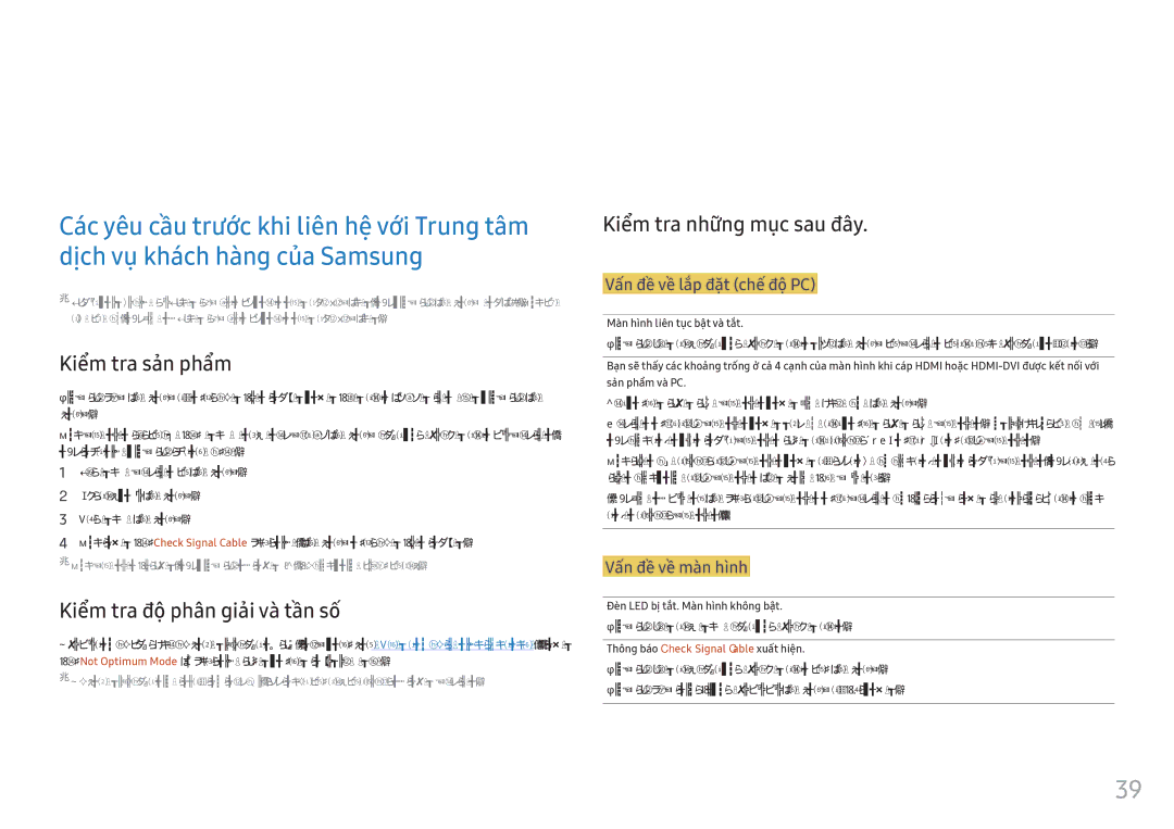 Samsung LC34F791WQEXXV manual Hướng dẫ̃n xử̉ lý́ sự cố, Kiểm tra sản phẩ̉m, Kiểm tra độ̣ phân giải và̀ tần số 