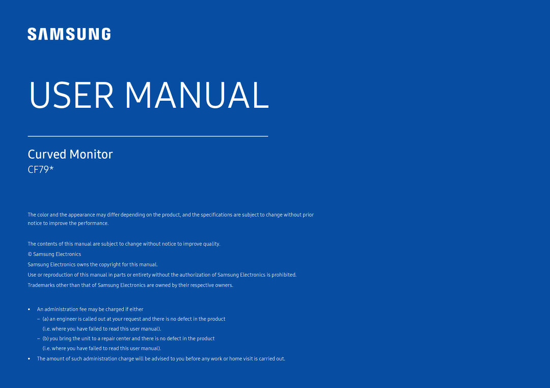 Samsung LC34F791WQMXUE, LC34F791WQUXEN, LC34F791WQEXXV, LC34F791WQIXCI, LC34F791WQMXCH manual Curved Monitor 