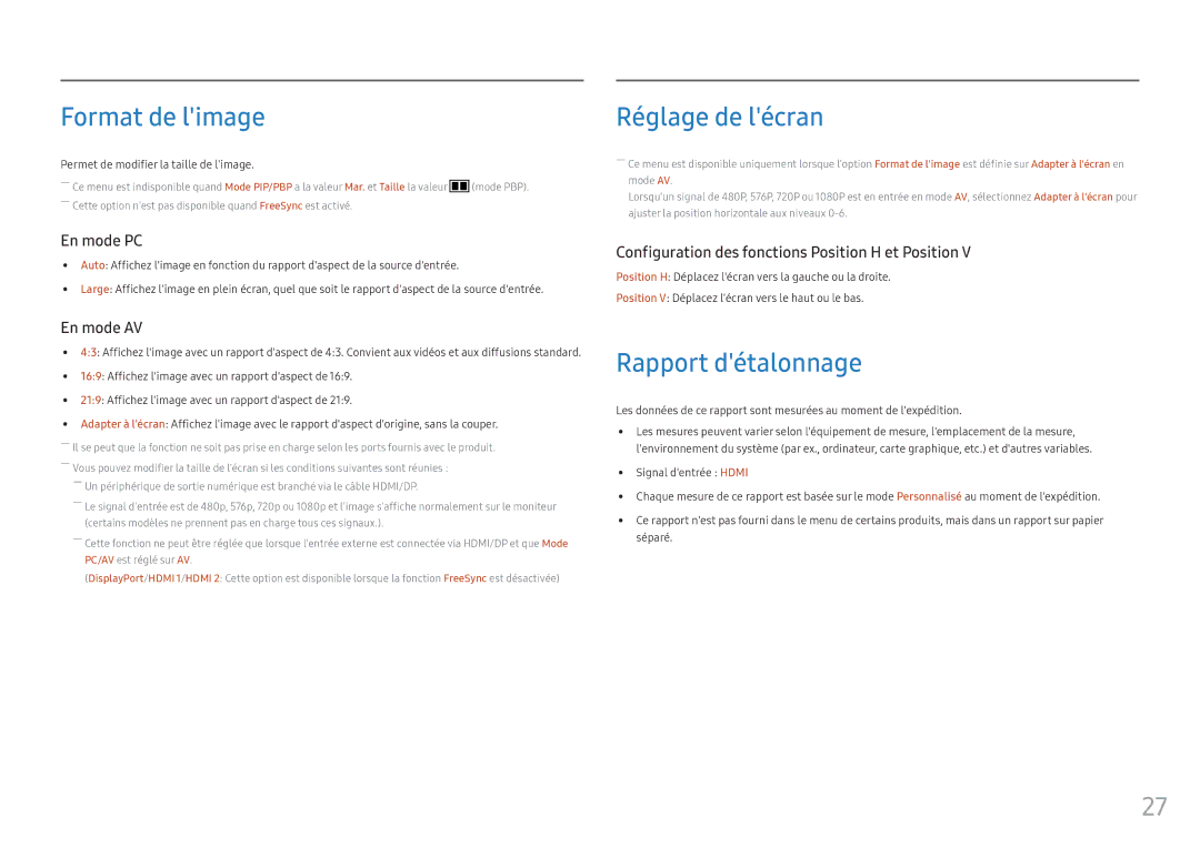 Samsung LC34F791WQUXEN Format de limage, Réglage de lécran, Rapport détalonnage, Permet de modifier la taille de limage 