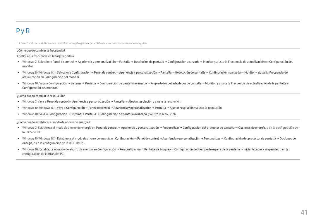 Samsung LC34F791WQUXEN manual Configure la frecuencia en la tarjeta gráfica 