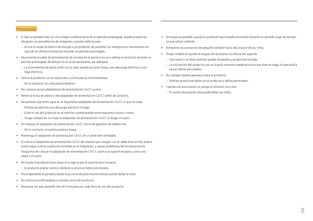 Samsung LC34F791WQUXEN manual Precaución 