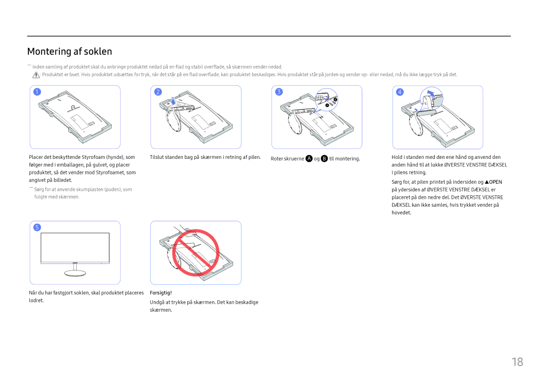 Samsung LC34F791WQUXEN manual Montering af soklen 