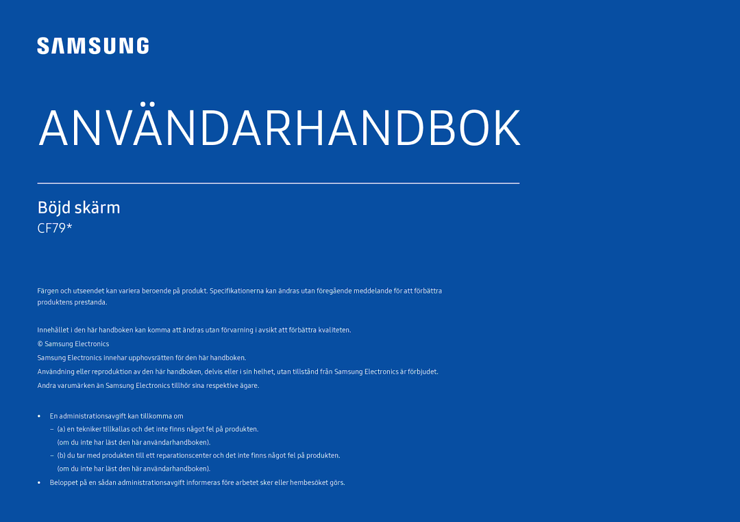 Samsung LC34F791WQUXEN manual Användarhandbok 