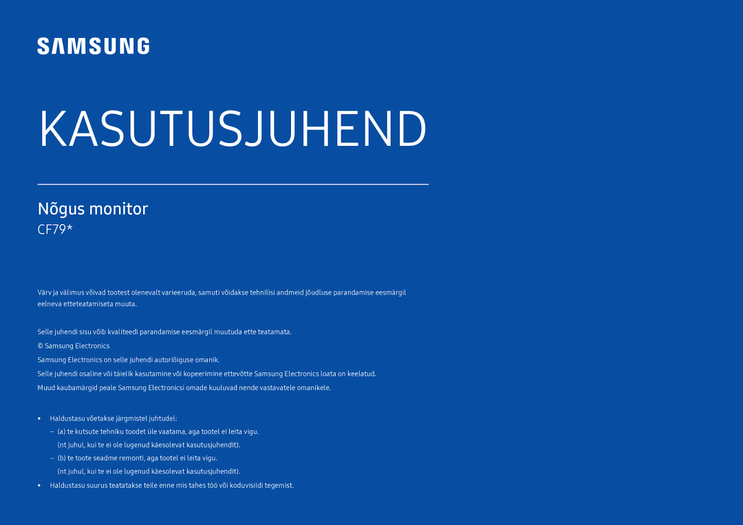 Samsung LC34F791WQUXEN manual Kasutusjuhend 