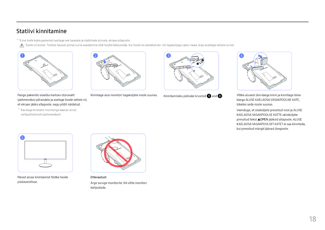 Samsung LC34F791WQUXEN manual Statiivi kinnitamine 