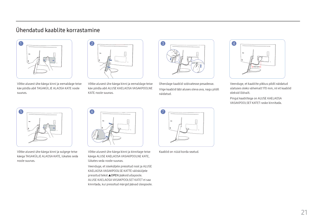 Samsung LC34F791WQUXEN manual Ühendatud kaablite korrastamine, Kaablid on nüüd korda seatud 