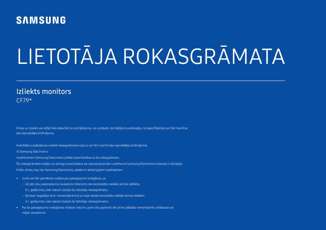 Samsung LC34F791WQUXEN manual Lietotāja Rokasgrāmata 