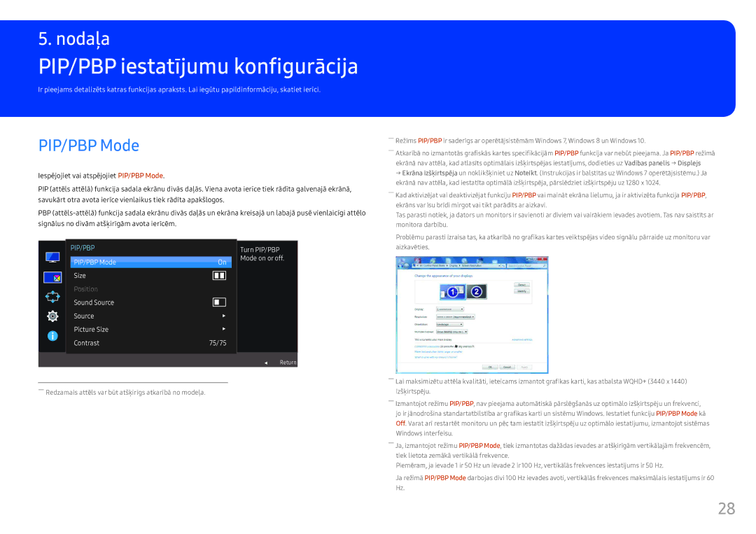 Samsung LC34F791WQUXEN manual PIP/PBP iestatījumu konfigurācija, PIP/PBP Mode 