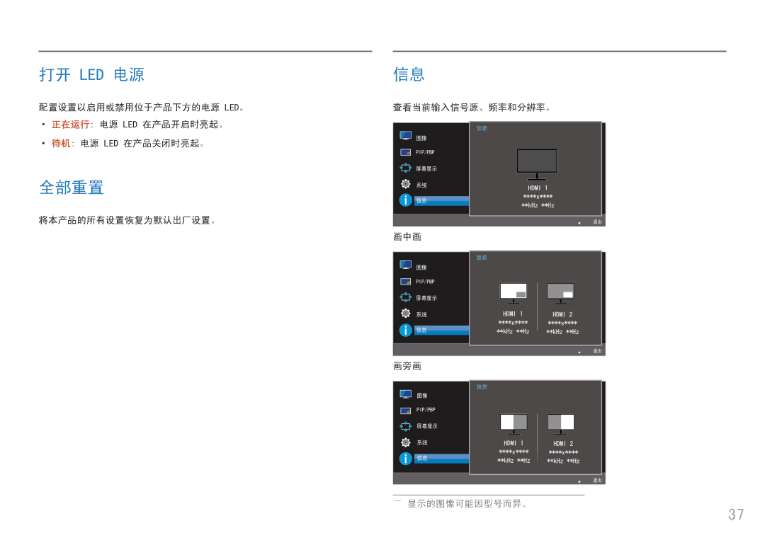 Samsung LC34F791WQUXEN manual 打开 Led 电源, 全部重置 