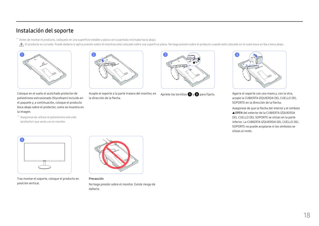 Samsung LC34F791WQUXEN manual Instalación del soporte 