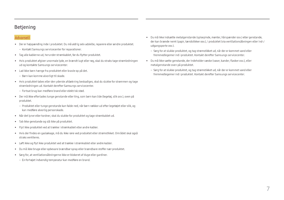 Samsung LC34H890WJUXXE, LC34H890WJUXEN manual Betjening 