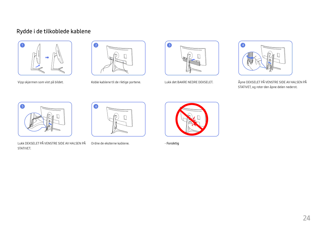 Samsung LC34H890WJUXEN, LC34H890WJUXXE manual Rydde i de tilkoblede kablene 