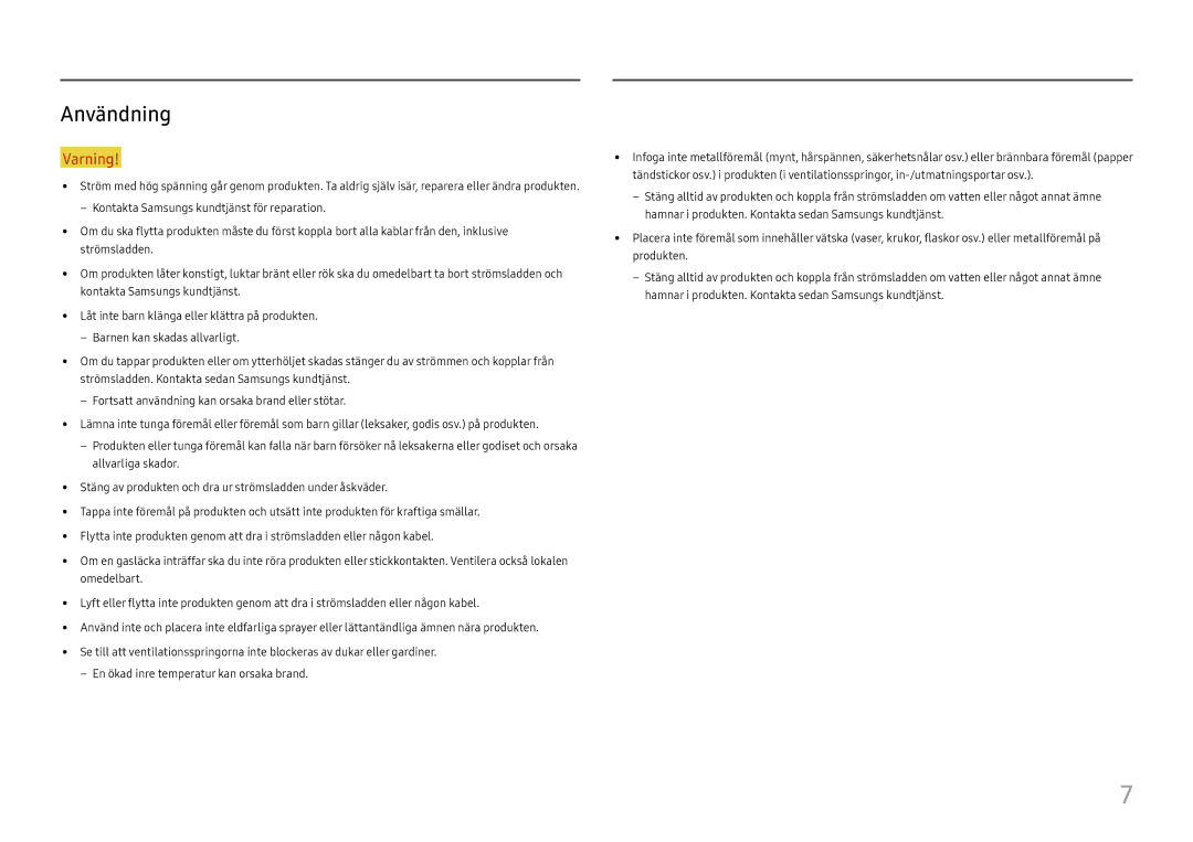 Samsung LC34H890WJUXXE, LC34H890WJUXEN manual Användning 