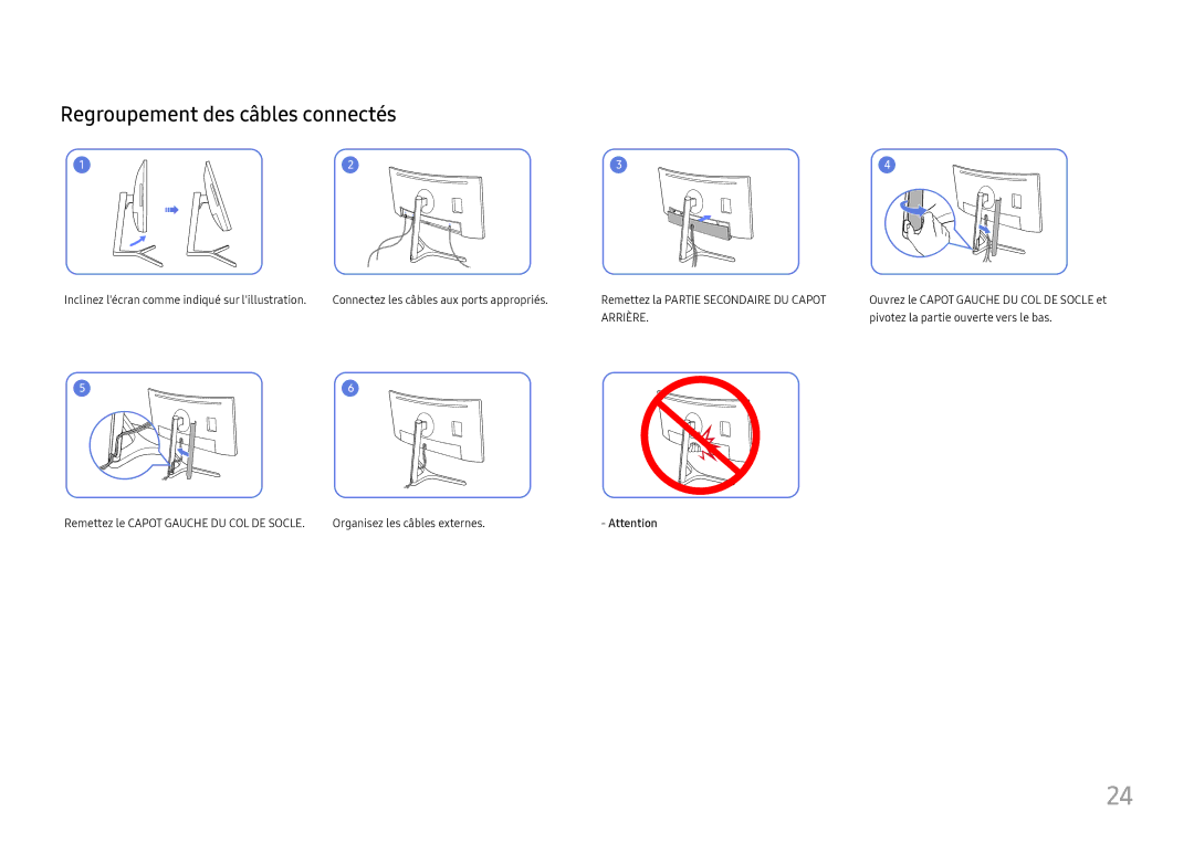 Samsung LC34H890WJUXEN manual Regroupement des câbles connectés, Arrière 