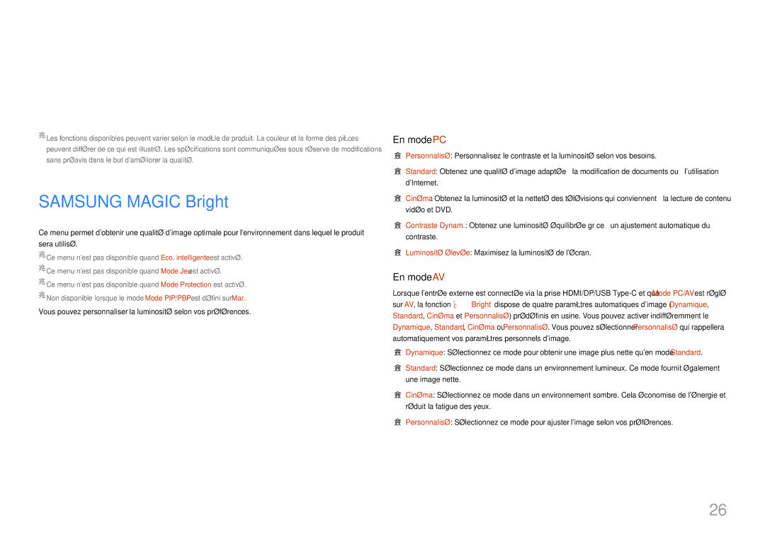 Samsung LC34H890WJUXEN manual Configuration décran, Samsung Magic Bright 