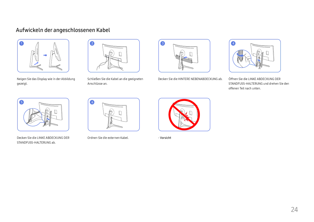 Samsung LC34H890WJUXEN manual Aufwickeln der angeschlossenen Kabel 